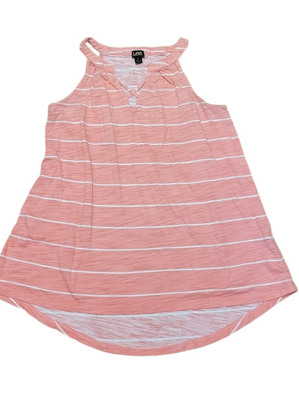 Lee Soft Pink & White Striped Halter Tank, Size M